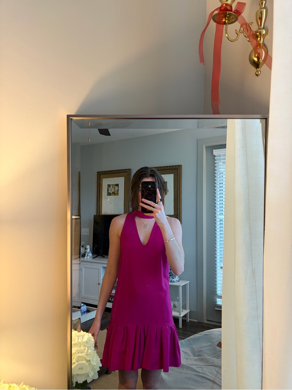 Amanda Uprichard Fuchsia Halter Mini Dress